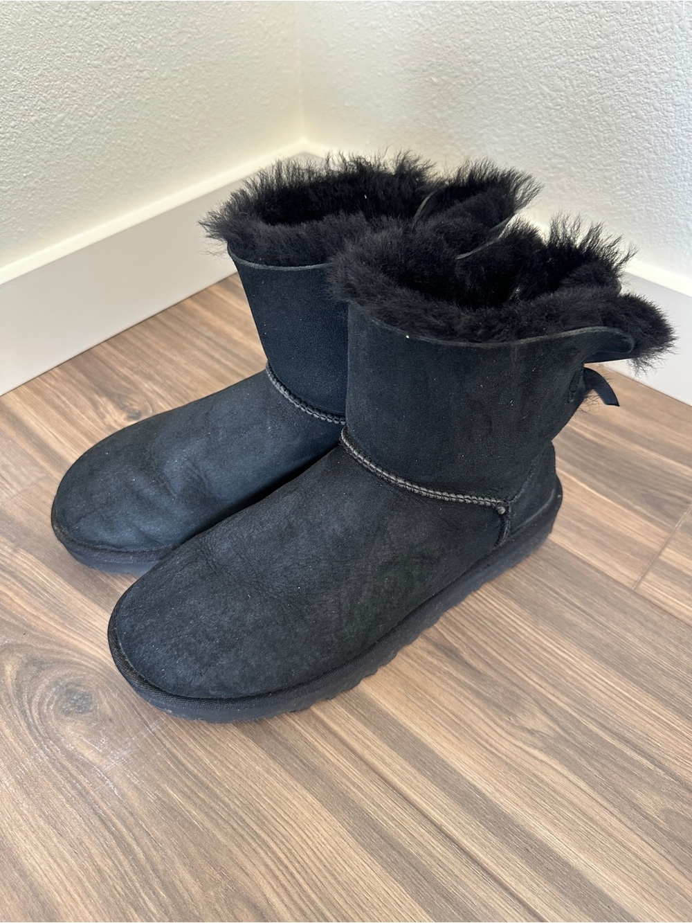 UGG Black Bailey Bow Short Suede Boots